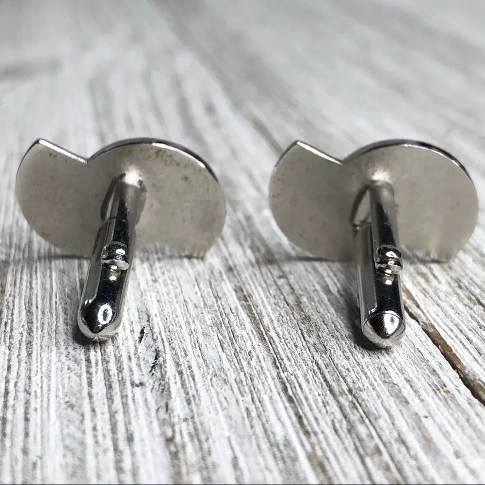 Vintage Swank Silver Modernist Abstract Cuff Links